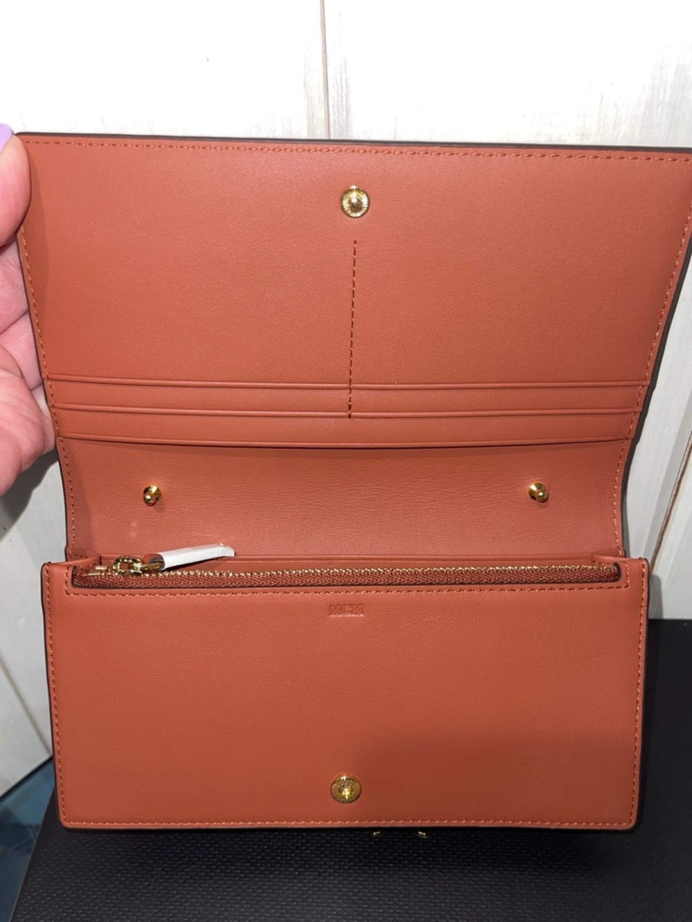 MCM Diamond Chain Wallet in Calfskin Large in Brown NWT full inclusion - Picture 3 of 11